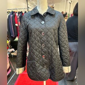 Burberry Black Quilted Puffer Jacket with Contrast Cuffs